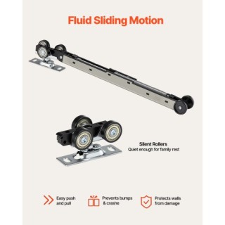 VEVOR Συρόμενη Ξύλινη Πόρτα Τσέπης με Γυάλινες Εσοχές KDMDMW36H80IE...