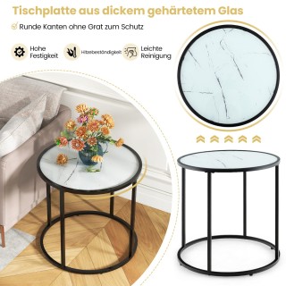 Costway Στρογγυλό βοηθητικό τραπέζι με γυάλινη επιφάνεια απομίμηση... Costway Στρογγυλό βοηθητικό τραπέζι με γυάλινη επιφάνεια απομίμηση...