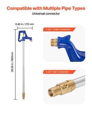 VEVOR Αντιπαγωτική Εξωτερική Βρύση Κήπου 980mm με Σύνδεση G 3/4 και...