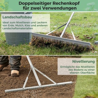 Costway  Βαρύ Καλλιεργητικό Τσουγκράνα Αλουμινίου με Διπλής Όψης Κε...