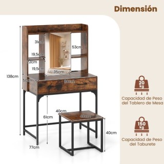 Σετ Τουαλέτας Μακιγιάζ με Καθρέφτη και Ράφια - Φορτιστής και Συρτάρ... Σετ Τουαλέτας Μακιγιάζ με Καθρέφτη και Ράφια - Φορτιστής και Συρτάρ...