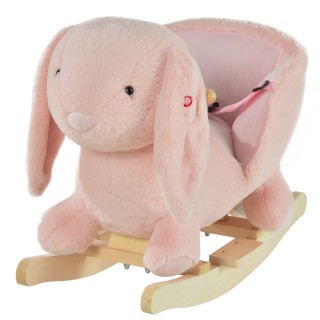 Homcom Rocking Toy in the Shape of a Pink Rabbit για παιδιά 18-36 μ...