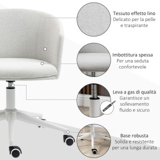 Καρέκλα γραφείου Vinsetto με ρυθμιζόμενο ύψος, ρόδες και περιστρεφό...