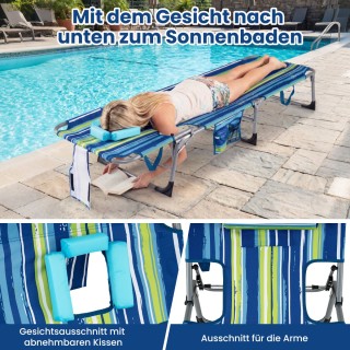 Costway Πτυσσόμενη ξαπλώστρα κήπου με άνοιγμα για πρόσωπο και χέρια...