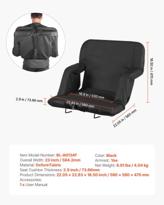 VEVOR Καρέκλα Σταδίου με Ρυθμιζόμενη Πλάτη και Μαξιλαράκι XYTYGZYHS... VEVOR Καρέκλα Σταδίου με Ρυθμιζόμενη Πλάτη και Μαξιλαράκι XYTYGZYHS...