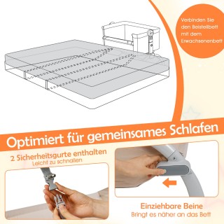 Costway  Πολυλειτουργικό Πλευρικό Κρεβατάκι για Μωρά με Ρυθμιζόμενο...