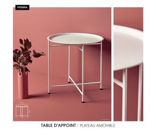 Ostaria Τραπεζάκι Μεταλλικό Λευκό 50x47x47 cm  -35479