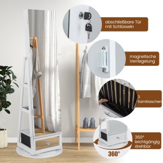 Costway Περιστρεφόμενη Κοσμηματοθήκη με Καθρέπτη και Κλειδαριά JV11... Costway Περιστρεφόμενη Κοσμηματοθήκη με Καθρέπτη και Κλειδαριά JV11...