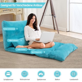 Costway Μπλε Πτυσσόμενος Καναπές-Κρεβάτι Δαπέδου με 2 Μαξιλάρια & Ρ... Costway Μπλε Πτυσσόμενος Καναπές-Κρεβάτι Δαπέδου με 2 Μαξιλάρια & Ρ...