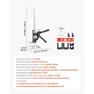 VEVOR Σετ 2 Μαύρων Μοχλών Ανύψωσης 150kg 250mm TGQ250MM1DHS7CAGWV0 VEVOR Σετ 2 Μαύρων Μοχλών Ανύψωσης 150kg 250mm TGQ250MM1DHS7CAGWV0