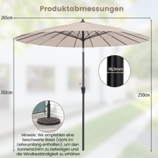 Ομπρέλα Βεράντας με 18 Ακτίνες 265 x 250 Ανοιχτό Καφέ NP11544MS Cos... Ομπρέλα Βεράντας με 18 Ακτίνες 265 x 250 Ανοιχτό Καφέ NP11544MS Cos...