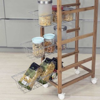 BAKAJI Καρότσι Κουζίνας Λεπτό Εξοικονόμησης Χώρου Ξύλο Μπαμπού 4 Ρ... BAKAJI Καρότσι Κουζίνας Λεπτό Εξοικονόμησης Χώρου Ξύλο Μπαμπού 4 Ρ...