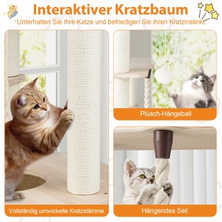 Costway Πύργος αναρρίχησης γάτας 141 cm x 55 cm x 55 cm  με ξύλινο ...