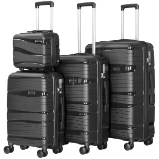 PROVITERA Σετ 4 Σκληρές Βαλίτσες από Πολυπροπυλένιο σε Μαύρο Χρώμα ...