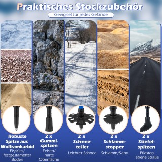 Costway Ρυθμιζόμενα Μπαστούνια Πεζοπορίας με Λαβές EVA & Φυσικό Φελ...