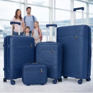 PROVITERA Σετ 3+1 Βαλίτσες Σκληρές με Beauty Case Τρόλεϊ Μπλε Navy ...