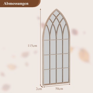 Costway Καμπύλος επιτοίχιος καθρέφτης παραθύρου Farmhouse με μεταλλ...