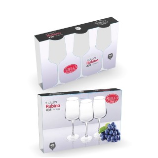 Galileo Σετ 3 ποτήρια κρασιού 435 ml από γυαλί με κλασικό σχέδιο Ru...