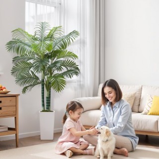 VEVOR Ψεύτικο Φυτό Αρέκα 1829mm με Λευκή Γλάστρα Εσωτερικού Χώρου R...