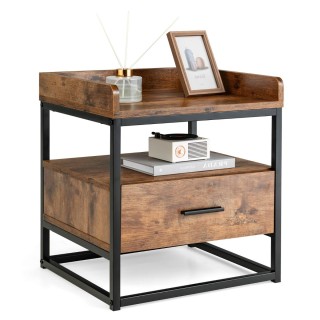 Costway  Τραπεζάκι Σαλονιού με Μεταλλικό Σκελετό & Υπερυψωμένα Προσ...