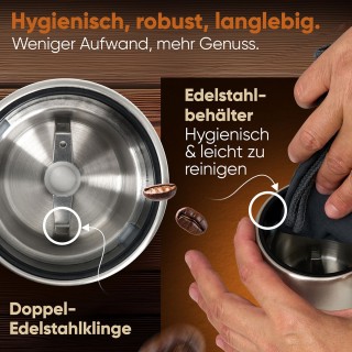 Ηλεκτρικός Μύλος Καφέ Clatronic 150W, Χωρητικότητα 60gr - Inox KSW3...