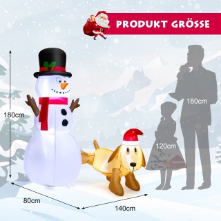 Costway 180 εκ Φουσκωτός Χιονάνθρωπος με Σκυλάκι CM23967EU