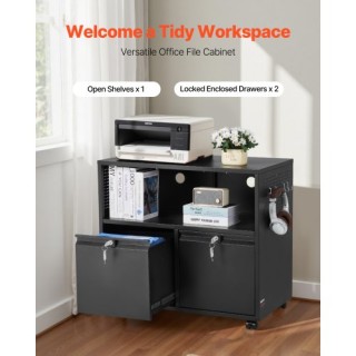 VEVOR Μεταλλική Πλαϊνή Συρταριέρα 2 Συρταριών με Κλειδαριά και Κρεμ...