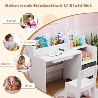 Costway Παιδικό Σετ Γραφείου και Καρέκλας με Ανοιχτά Ράφια, Συρτάρι... Costway Παιδικό Σετ Γραφείου και Καρέκλας με Ανοιχτά Ράφια, Συρτάρι...