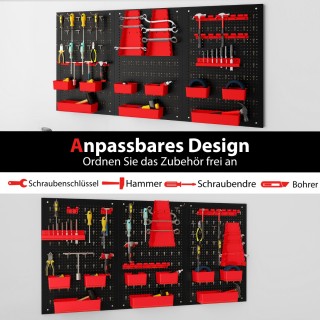 Costway  Μεταλλικός Τοίχος Αποθήκευσης με Κόκκινες Θήκες & Εργαλεία...