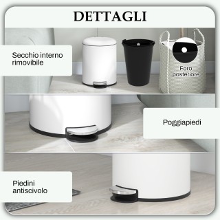 HOMCOM Κάδος Απορριμμάτων με Πεντάλ 5L με Καπάκι Απαλής Κλεισίματος... HOMCOM Κάδος Απορριμμάτων με Πεντάλ 5L με Καπάκι Απαλής Κλεισίματος...