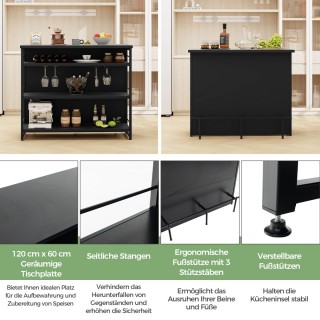 Costway Μπαρ Ντουλάπι με 4 Ανοιχτά Ράφια & Κρασοθήκη & Κρεμάστρα Πο...