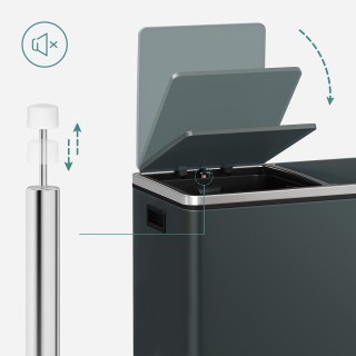 SONGMICS Κάδος Απορριμάτων 60L με 2 Θαλάμους 2 x 30L, Γκρι LTB60GS SONGMICS Κάδος Απορριμάτων 60L με 2 Θαλάμους 2 x 30L, Γκρι LTB60GS