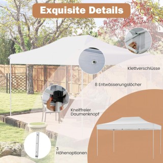 Costway Ρυθμιζόμενο Λευκό Πτυσσόμενο Κιόσκι 3 x 4,5 m με Ρόδες και ...