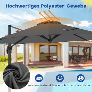 Costway Γκρι Αιώροφος Κήπους με Μανιβέλα 300x300 cm NP11552GR Costway Γκρι Αιώροφος Κήπους με Μανιβέλα 300x300 cm NP11552GR