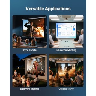 VEVOR Ηλεκτρική Οθόνη Προβολής 1080 HD 3048 mm 4:3 με Τηλεχειριστήρ...