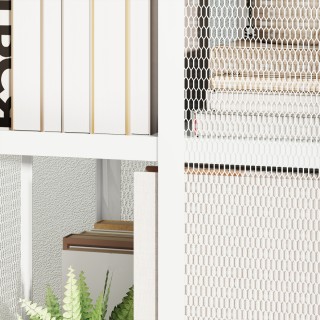 HOMCOM Μοντέρνα Βιβλιοθήκη με 4 Ράφια από Μεταλλικό Πλέγμα με Ρόδες... HOMCOM Μοντέρνα Βιβλιοθήκη με 4 Ράφια από Μεταλλικό Πλέγμα με Ρόδες...