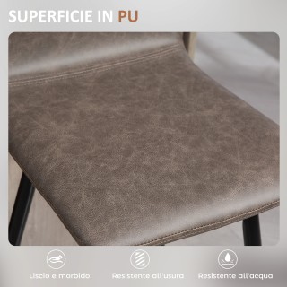 HOMCOM Σετ 2 Σκαμπό Μπαρ με Χαμηλή Πλάτη και Υποπόδιο, Επένδυση PU,...