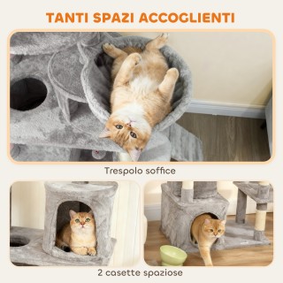 PawHut Δέντρο Αναρρίχησης για Γάτες με 2 Σπιτάκια, Αιώρα, Τούνελ κα...