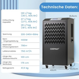 Costway Ηλεκτρικός Αφυγραντήρας 118L/T με Σωλήνα Αποστράγγισης & Χρ... Costway Ηλεκτρικός Αφυγραντήρας 118L/T με Σωλήνα Αποστράγγισης & Χρ...