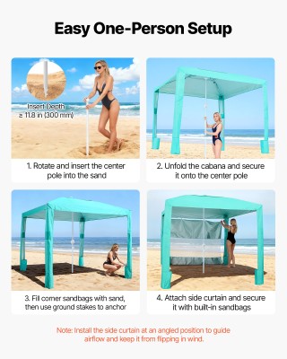 VEVOR Πράσινη Παραλία Κιόσκι 2.4x2.4m με Ρυθμιζόμενο Ύψος και Προστ...