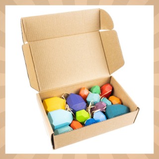 Kruzzel Σετ 16 Πολύχρωμα Ξύλινα Τούβλακια για Ανάπτυξη δεξιοτήτων 2...