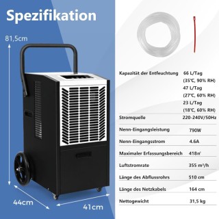 Costway 66L Αφυγραντήρας με Χρονοδιακόπτη 24Ω, Αυτόματη Απόψυξη & Ε...