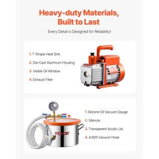 VEVOR Σετ Αποθάμβωσης με Θάλαμο Κενού 1.5 Γαλονιών και Αντλία Μονού...