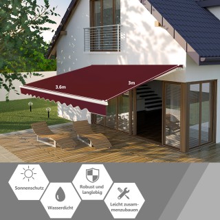 Costway Επεκτάσιμη Κόκκινη Τέντα Αλουμινίου για Βεράντα με Χειρολαβ... Costway Επεκτάσιμη Κόκκινη Τέντα Αλουμινίου για Βεράντα με Χειρολαβ...