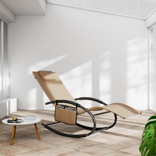 BAKAJI Καρέκλα Κήπου Κουνιστή Βαρύτητας Μηδέν Ξαπλώστρα Ύφασμα Καφέ...