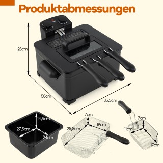 Costway Ηλεκτρική Φριτέζα 1700W 5L με 1 Μεγάλο και 2 Μικρά Καλάθια,...