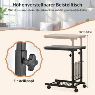 Costway Ρυθμιζόμενο Τραπέζι Laptop με Καλάθι & Ρόδες Γκρι JV10488GR