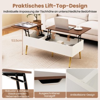 Ρυθμιζόμενο Τραπέζι Καφέ με Ανυψούμενη Επιφάνεια και 2 Κρυφούς Αποθ...