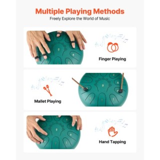 VEVOR Χάλκινο Τύμπανο 25.4cm, 11 Νότες, C Μείζονα, Πράσινο GSGLSGSG...