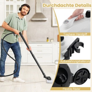 Costway Υψηλής Απόδοσης Καθαριστής Ατμού με Πίεση 5 Bar και Δεξαμεν...